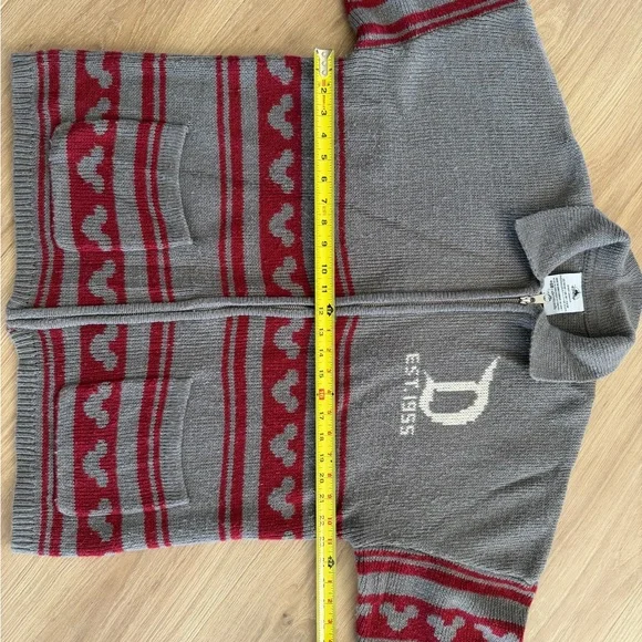 Disneyland Spirit Jersey Gray and Red Knit Zip-Up Sweater